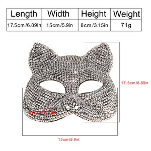 หน้ากากแมวประดับเพชรคริสตัลแบบครึ่งหน้า สำหรับงานปาร์ตี้ ฮาโลวีน วันเกิด อุปกรณ์เสริมชุดแฟนซี - Product Image 3
