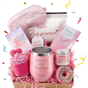Organic Spa Girl Valentine Gift Box Set Bath Bomb Wine Tumbler Best Quality Bath Gift Sets Wholesale