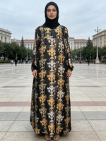Robe Abaya ethnique à manches longues et col carré en rayonne, motif floral respirant, longueur cheville, coupe ample, pour le quotidien, collection Printemps-Été, ODM