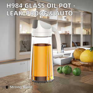 H984 Pot à <span class=keywords><strong>huile</strong></span> en verre moderne de haute qualité, écologique, anti-fuite, ouverture/fermeture automatique, bouteille à épices de <span class=keywords><strong>cuisine</strong></span>, <span class=keywords><strong>huile</strong></span>, vinaigre - Product Image 2
