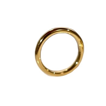 Ruyi Customized 18K Yellow Gold Simple Finger Ring Smooth Band Fine Jewelry with Diamond