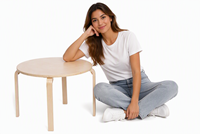 Petite table basse ronde en bois, mobilier moderne pour salon, appartement, balcon, table d'appoint pour canapé ou chevet