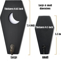 Colgador de puerta de montaje en pared rústico pequeño de 2 piezas, llavero de ataúd artesanal de madera negra, incluye gancho, taza de ataúd personalizada/gancho de pared para estante de llaves