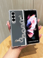 Convient pour Samsung Fold4 Mobile Phone Case Folding Screen Airbag Mirror Fold 3 Rhinestone Five-ring Chain Z Fold 4 Protection