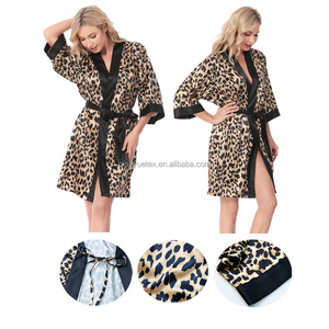Taglie forti ODM personalizzato abbigliamento da <span class=keywords><strong>notte</strong></span> da donna estate <span class=keywords><strong>leopardo</strong></span> e floreale stampa Kimono abito da <span class=keywords><strong>notte</strong></span> abito da donna - Product Image 1