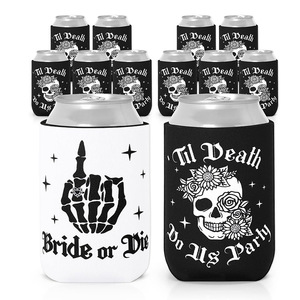 Glacière à bière personnalisable pour mariage, motif crâne « Bride or Die », cadeau promotionnel pour les fournitures de fête nuptiale, vente en gros - Product Image 1