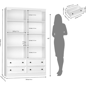 Libreria Alta, Scaffali Doppi Larghi con Spazio di Archiviazione, Grande Libreria Aperta Verticale per Casa e Ufficio - Product Image 2
