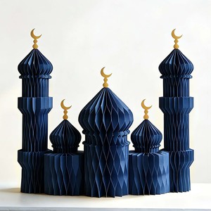Decorazioni Personalizzate per Eid Mubarak e Ramadan, Ornamenti a Forma di Stella e Luna, Foto Islamica 3D Fatta a Mano in Carta a Nido d'Ape per Interni - Product Image 5