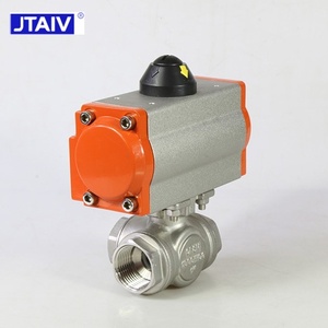 Venta de Fábrica: Válvula de Bola Neumática de Tres Vías de Flujo Completo Roscada de Doble Acción de Alta Calidad - Product Image 2