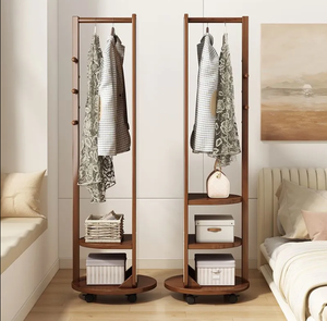 Specchio da Camera da Letto a Figura Intera, Girevole e Mobile, con <span class=keywords><strong>Appendiabiti</strong></span> in Legno Massello - Product Image 2