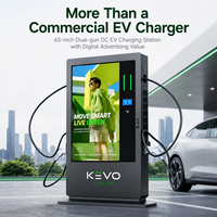 Écran publicitaire résistant à la chaleur à double connecteur de 65 pouces, chargeur DC EV pour sites commerciaux en climat chaud