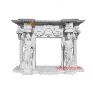 Eleganti <span class=keywords><strong>statue</strong></span> <span class=keywords><strong>in</strong></span> <span class=keywords><strong>marmo</strong></span> per interni Hotel soggiorno arredamento caminetti a due piani mensola del camino - Product Image 3