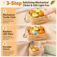 Mainan Fidget Keyboard Buah 4 Tombol, Tombol Pisang Jeruk Menyala, Keycap Clicker, Gantungan Ransel Unik untuk Anak-Anak