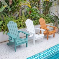 Chaise Adirondack moderne et confortable en plastique recyclé avec dossier en forme de coquille, structure en HDPE, imperméable, écologique, pour hôtel