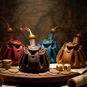 Cowhide DND Dice Drawstring Bag Coin Bag Unisex Genuine Leather <b>Small</b> Wallet Welcome Gifts Modern Portable Dice Pouch - Product Image 4