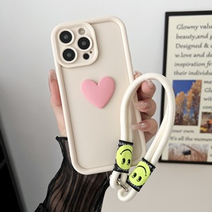 Coque de téléphone portable antichoc tendance en silicone souple 3D Cœur d'amour colorée avec cordon pour iPhone 17 16 15 14 13 12 - Product Image 5