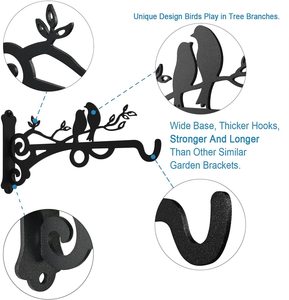Multipurpose <strong>Hanging</strong> <strong>Basket</strong> Plant <strong>Brackets</strong> Outdoor Indoor Heavy Duty Solid Steel Plant Hangers - Product Image 2
