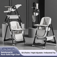 Chaise haute pliable pour bébé, siège d'alimentation inclinable pour nourrisson, hauteur réglable, double plateau, chaise de repas portable