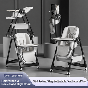 Silla Alta Plegable para Bebé, <span class=keywords><strong>Reclinable</strong></span>, Asiento de Alimentación <span class=keywords><strong>Infantil</strong></span>, Altura Ajustable, Bandeja Doble, Silla de Comedor Portátil - Product Image 6