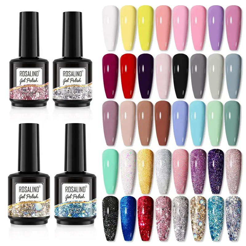 Rosalind Nail Art Nguồn Cung Cấp Oem Nhãn Hiệu Riêng Lâu Dài 15Ml Màu Sắc Gel Varnish Uv Đèn Ngâm Tắt Gel Nail Polish Đối Với Bán Buôn