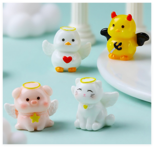 3Dミニ樹脂人気ヨーロッパ人工動物コレクション豚アヒル鶏猫翼の小さなミニチュア小さな天使の置物 - Product Image 6