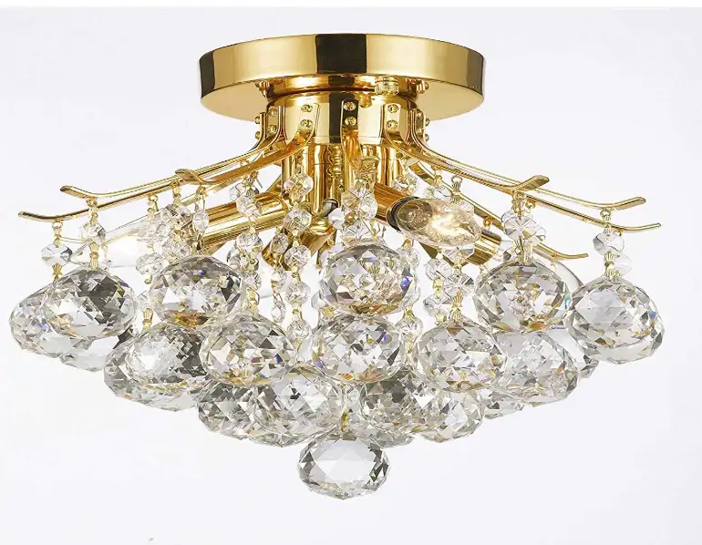 Gold Finish Kristall Kronleuchter mit 4 Leuchten Decken Leuchte für Esszimmer Schlafzimmer