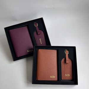 Set Porta <span class=keywords><strong>Passaporto</strong></span> e Etichetta Bagaglio in Pelle Saffiano con Logo Personalizzato - Product Image 4