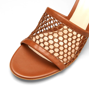 Private Brand Logo Fashion Trend Spring Outdoor Open Toe Slip on Slide Sandals Hollow Out Women High Heel - Product Image 3