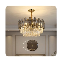 Lustre de plafond en cristal LED, lampe suspendue pour salon, luminaire rectangulaire suspendu, gris fumé, luminaires de cuisine pour la maison