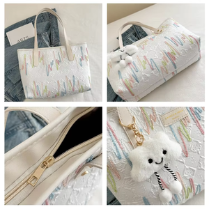 Nuevos Bolsos Tote Grandes de Lona para Mujer 2024 Bolsos de Mano Kawaii y Lindos para Mujer Bolsos de Moda Color Arcoíris para el Trabajo - Product Image 6