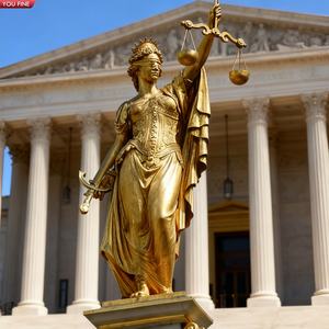 Escultura de Bronce Dorado de la Dama de la Justicia de Tamaño Real YOUFINE, Decoración de Exterior con Temática Jurídica para <span class=keywords><strong>Plaza</strong></span> de <span class=keywords><strong>Tribunales</strong></span>, Edificio Gubernamental - Product Image 2
