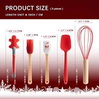 MIXWARES 1PC Ensemble de pâtisserie de Noël en silicone écologique - Mini ustensiles de cuisine Fouet Pinceau à pâtisserie (compatible lave-vaisselle) pour les fêtes