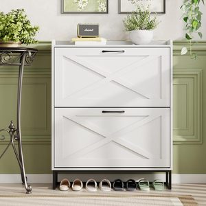 Venta Directa de Fábrica, Zapatero Moderno Verde, Mueble de Madera para Almacenamiento de Zapatos con Capacidad para 20 Pares y 3 Puertas Corredizas - Product Image 1