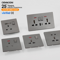 KESHIQI Interrupteur mural moderne minimaliste de qualité supérieure en PC mat certifié CE IP16 avec ports USB-C et USB-A pour la maison, le bureau et l'hôtel