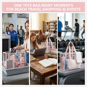 Borsa Tote Rosa in TPU Trasparente Personalizzata, Borsa Leggera Impermeabile da Spiaggia e Piscina per Donne, Ideale per Viaggi Estivi e Shopping - Product Image 5