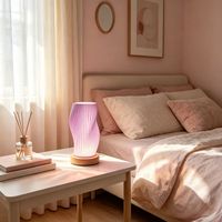 Lampe de chevet LED 3D à effet d'ondulation d'eau, imprimée, USB, à intensité variable, éclairage blanc chaud moderne pour chambre à coucher, chevet, veilleuse