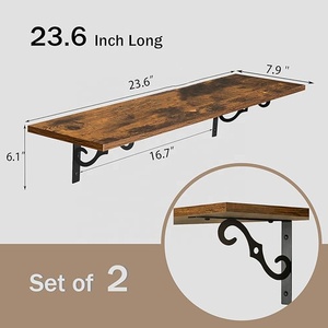 Ensemble de <span class=keywords><strong>2</strong></span> pièces grande étagère flottante large présentoir pratique pour accrocher au mur, couleur marron rural pour le salon - Product Image 3
