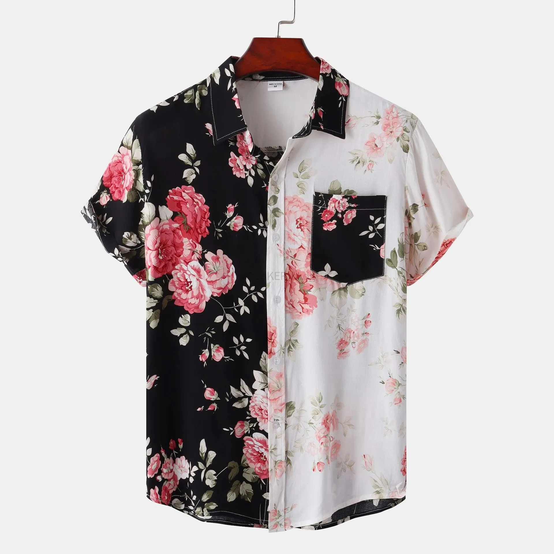 Hawaiian Shirt for Men Rose Flowers Print Men's Shirt Fashion Streetwear Summer Short Sleeve Top New Beach Clothing Trend 2023