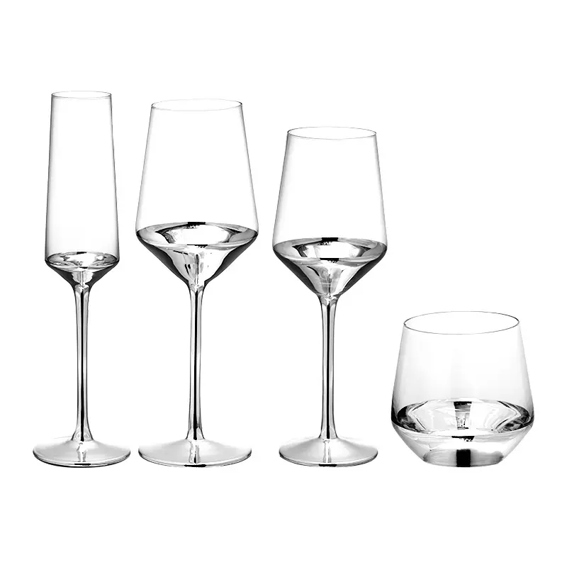 Moderne Eenvoudige Bordeaux Rode Wijn Glas Kristallen Beker Glas Wit Goud Champagne Glas Whisky