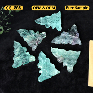 Figurines de fée sculptées en fluorite verte naturelle, artisanat populaire en cristal de guérison, vente en gros pour cadeaux - Product Image 4
