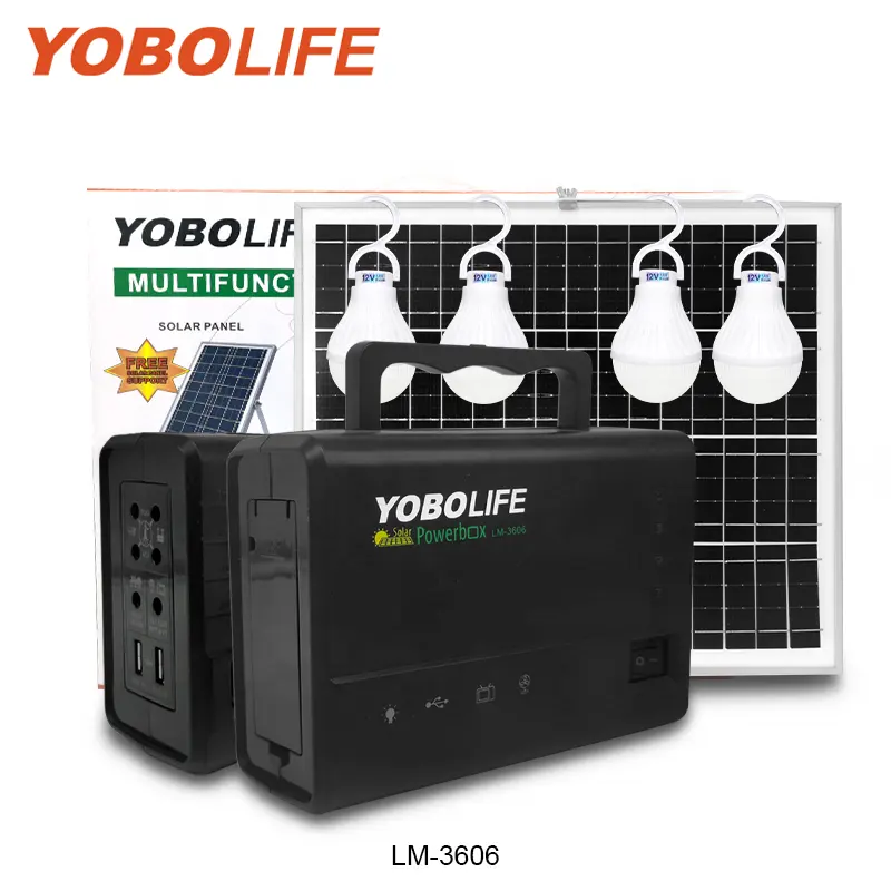 YOBOLIFE LM-3606 chumbo ácido bateria de armazenamento Gerador Solar Portátil Mini Home Sistema De Iluminação Solar Kit 12V DC fonte de alimentação