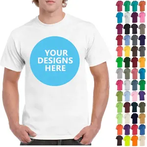 Camiseta al por mayor personalizado su propio logotipo liso de algodón de cuello redondo para hombre Camisetas en blanco con impresión personalizada