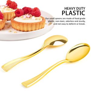 Mini cucchiai d'oro di plastica usa e getta cucchiaio da Dessert piccolo piccolo cucchiaio da antipasto - Product Image 3