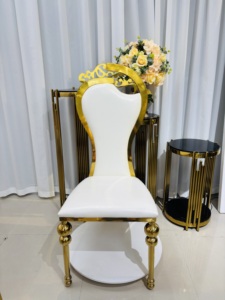 Nuova Sedia dal Design Elegante in Acciaio Inossidabile <span class=keywords><strong>con</strong></span> Gambe a Zucca e Telaio Dorato per Feste, Matrimoni ed Eventi, Uso Interno - Product Image 2