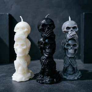 Venta al por Mayor de 3 Velas Aromáticas con Forma de Calavera, Cera de Soya sin Humo, Decoración Gótica Oscura, Adorno de Halloween, Regalo - Product Image 4