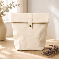 Kantong debu kain kanvas dengan pita berlogo custom, untuk dompet, tas hadiah mewah berbahan katun solid, kemasan perhiasan