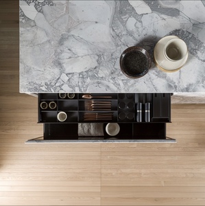 Muebles de Cocina Modulares de Madera de Alta Gama con Diseño de Isla de Mármol y <span class=keywords><strong>Cascada</strong></span>, Gabinetes de Cocina Personalizados Modernos de Lujo para Toda la Casa - Product Image 4