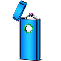 Briquet électronique métallique grande capacité, recharge USB Type-C, double flamme à arc, indicateur LED 4 couleurs, coupe-vent - Cadeaux d'affaires