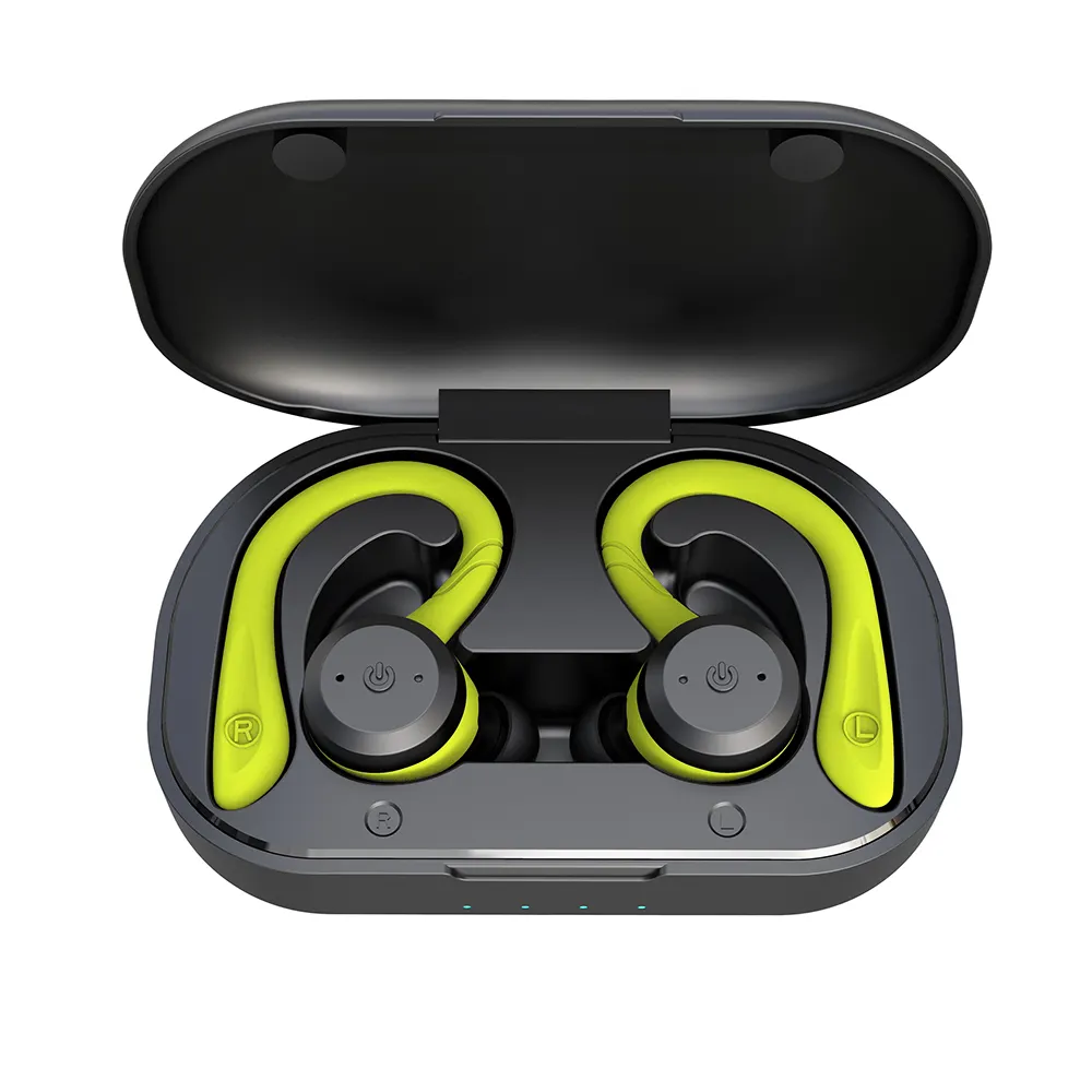 KINLAN Upgraded TWS IPX7 Wasserdichter Workout Bluetooth-Kopfhörer Drahtloser Ohrhörer-Ohr haken mit Lade koffer für Sport lauf
