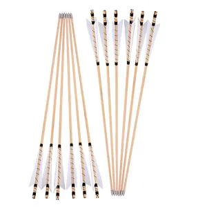 Wooden Arrows Traditional Handmade 5" Turkey Feathers Wooden Shaft Target Arrows For Archery Traditional Recurve Bow